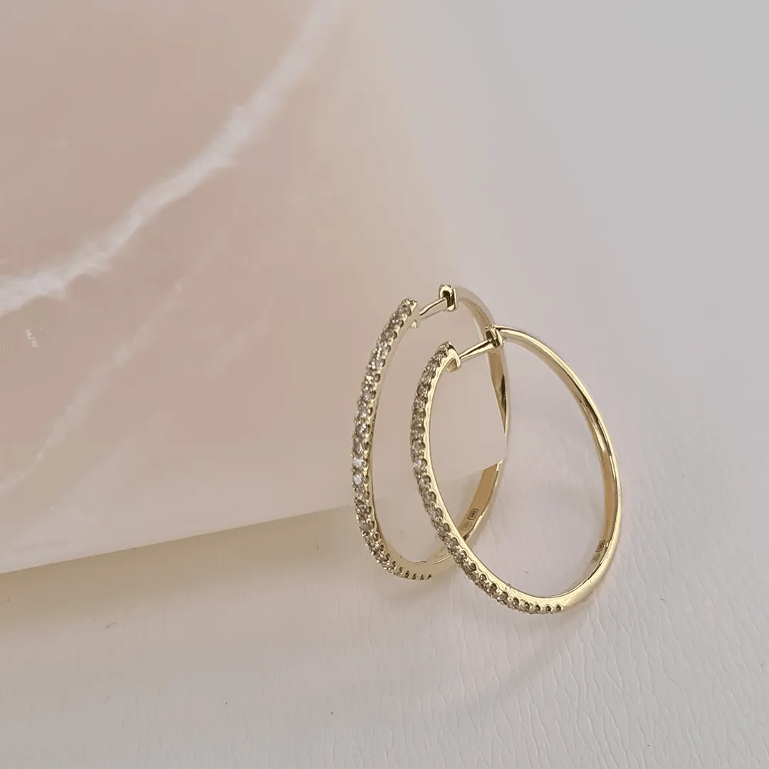 0.50ct TW Diamond Hoop Earrings in 9ct Yellow Gold