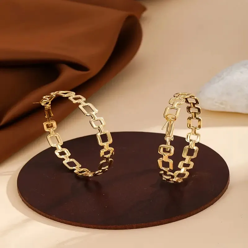 1 Pair Bohemian Style Elegant Hollow Circle Chain Earrings, Fashionable Versatile