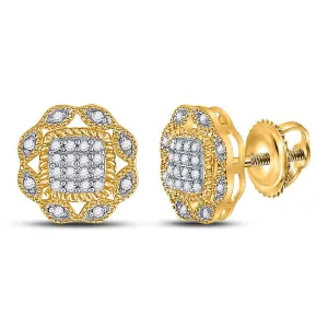 10kt Yellow Gold Octagon Cluster Diamond Earrings: A Mesmerizing Brilliance