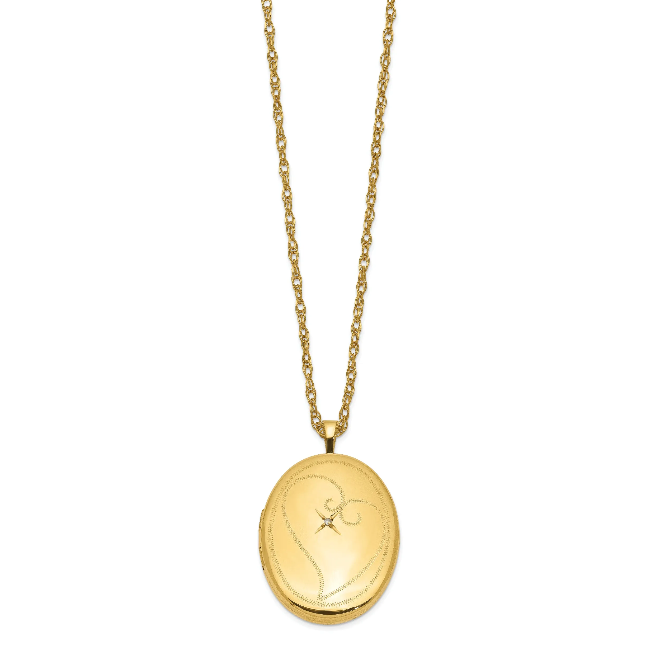 1/20 Gold Filled 26mm Diamond in Heart Oval Locket Necklace