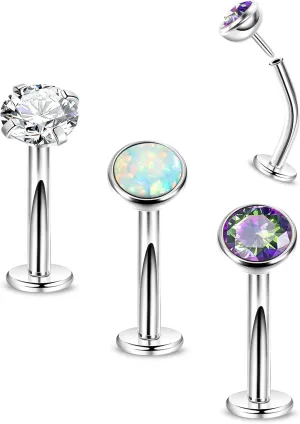 14G 3Pcs Surgical Steel Threadless Belly Button Ring for Women CZ Flatback Floating Belly Ring Petite Navel Ring Tiny Curved Barbell Push in Belly Piercing