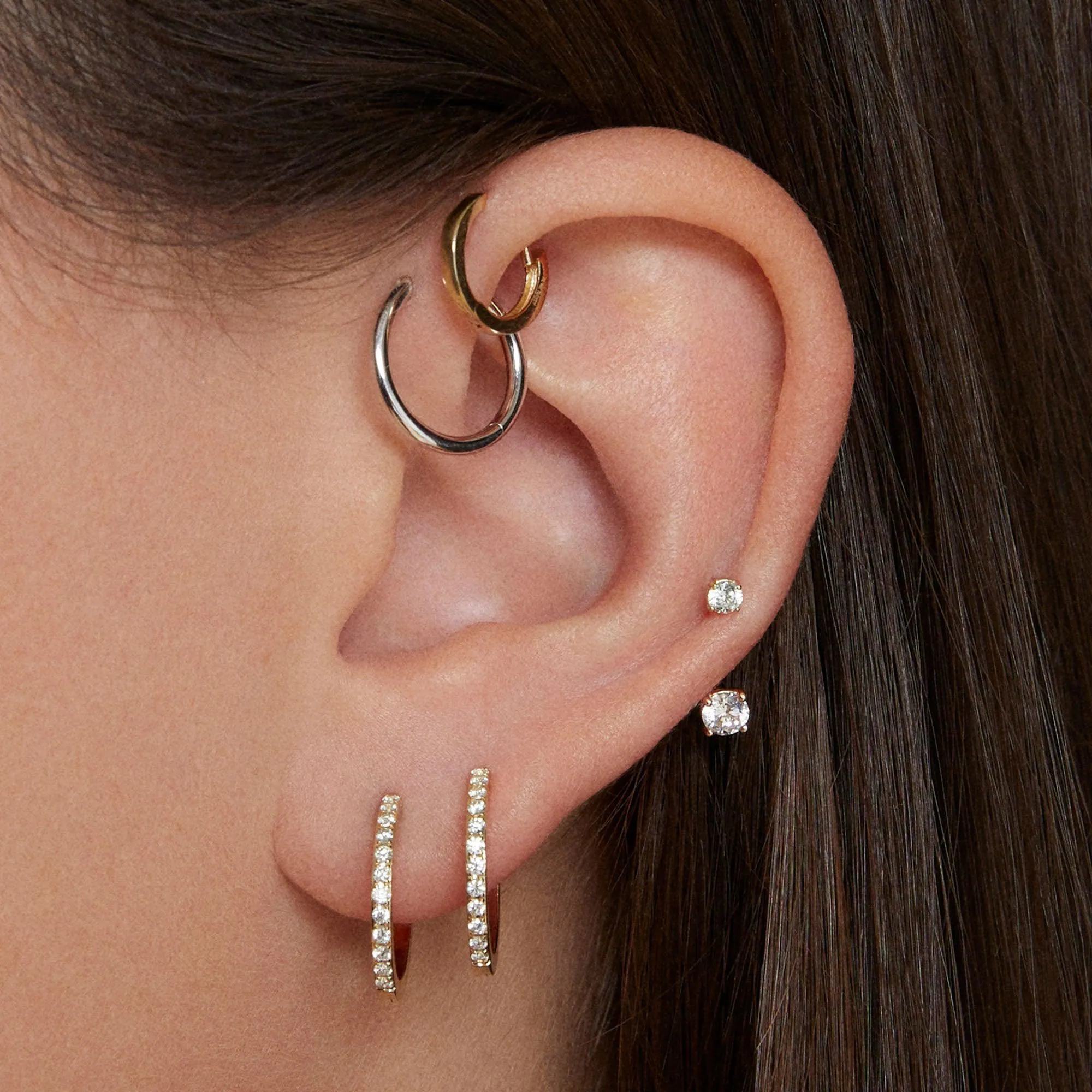 14k CZ C Hoops