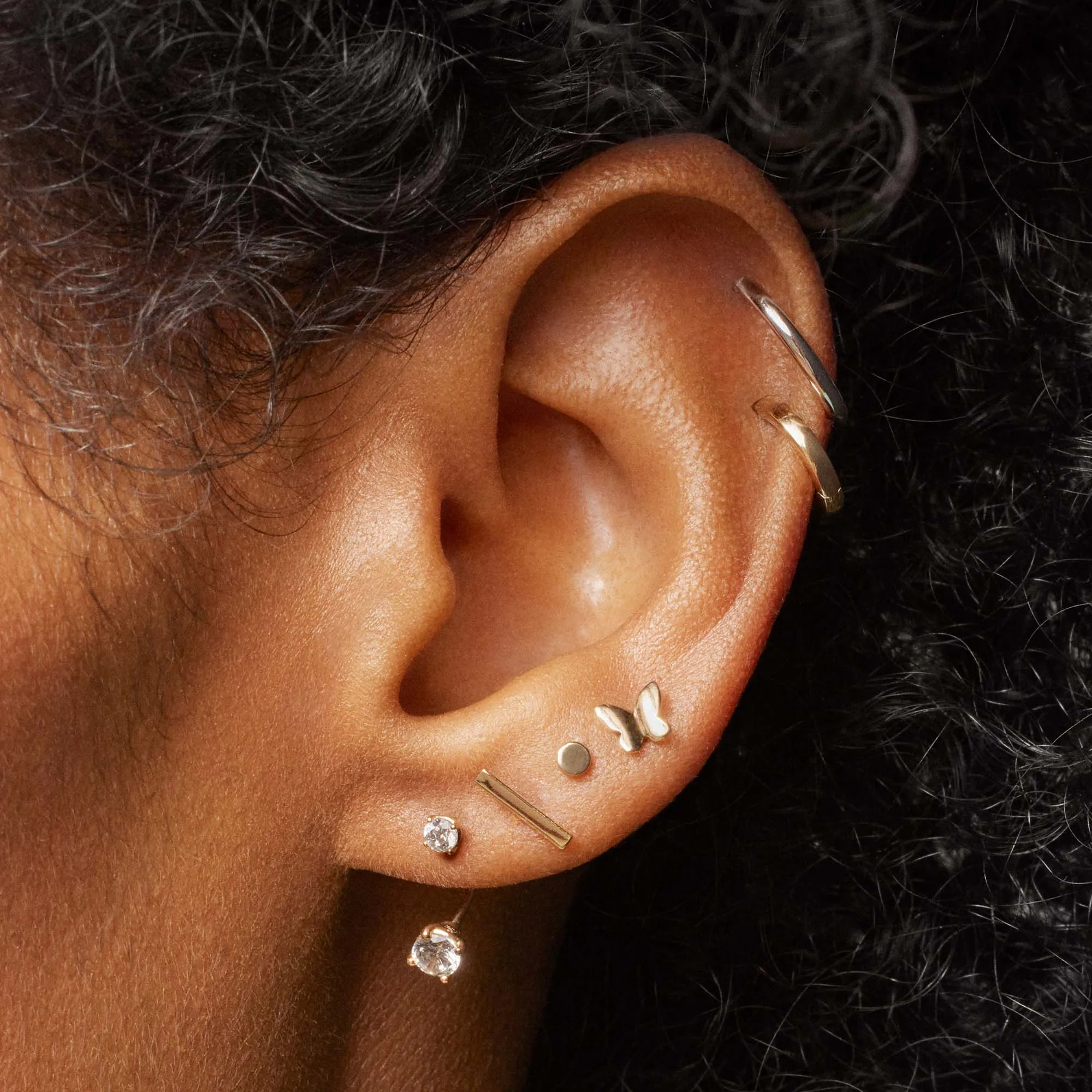 14k CZ C Hoops