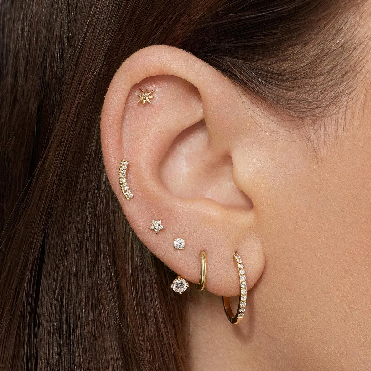 14k CZ C Hoops