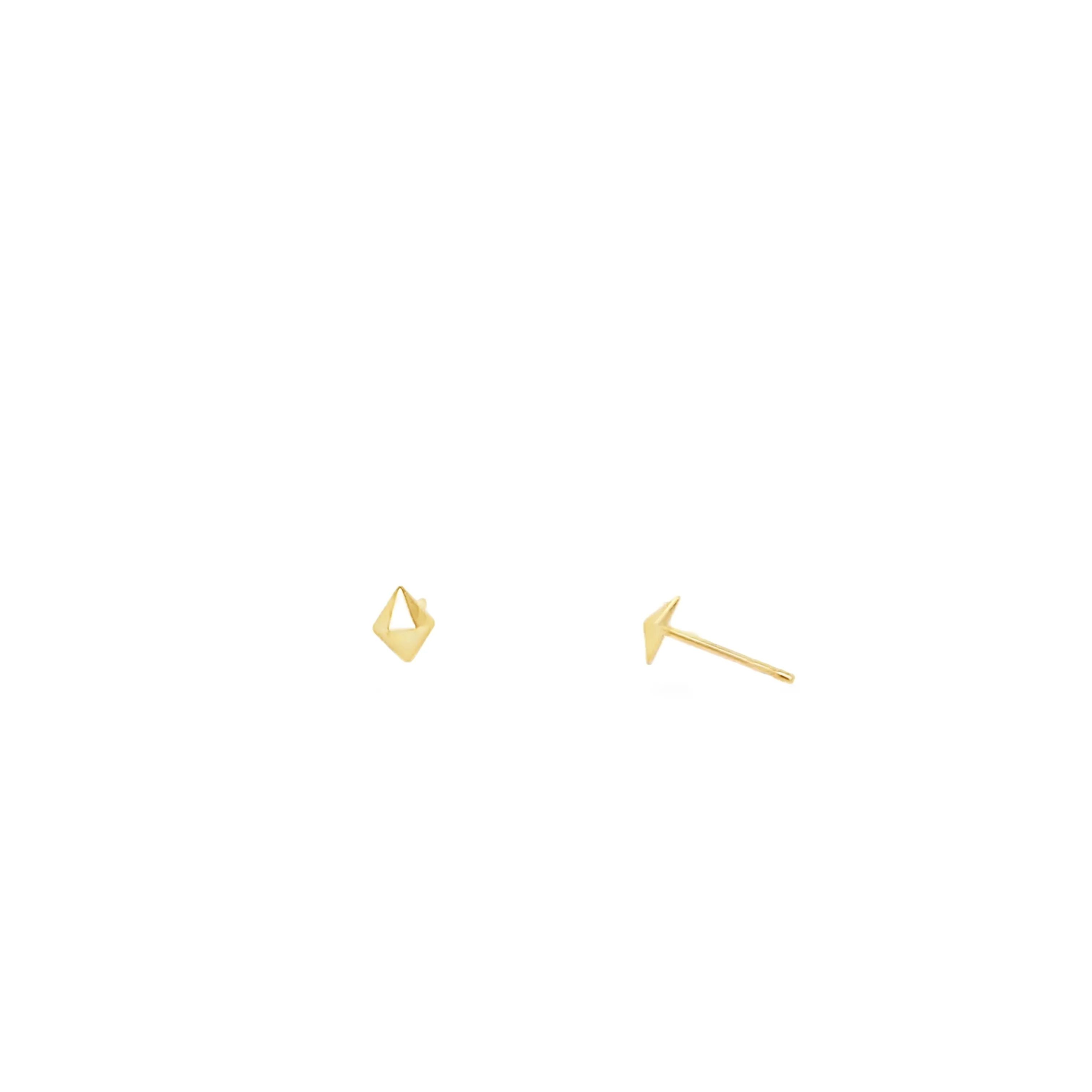 14K Gold Mini Pyramid Studs