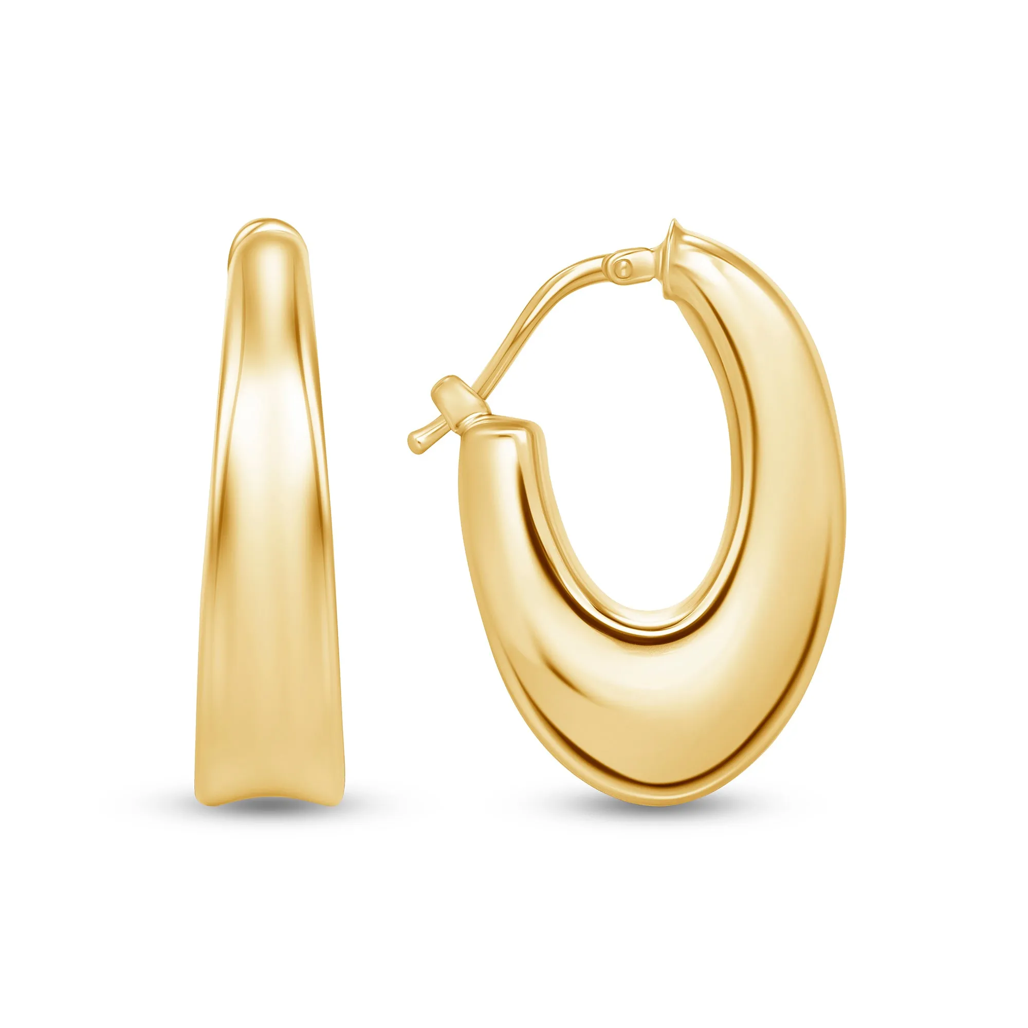 14K Gold Off-set U Hoop Earrings