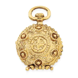 14K Gold Polished Unisex Domed Locket with Reversible Design