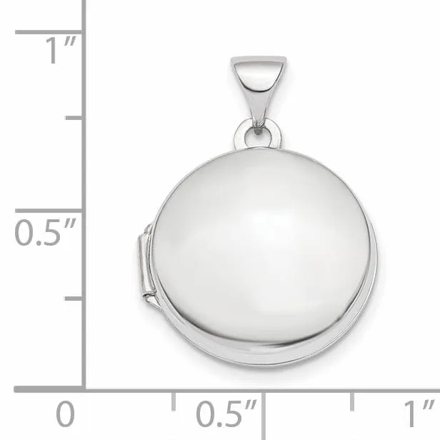 14k White Gold 3-D Domed 16 MM Round Locket