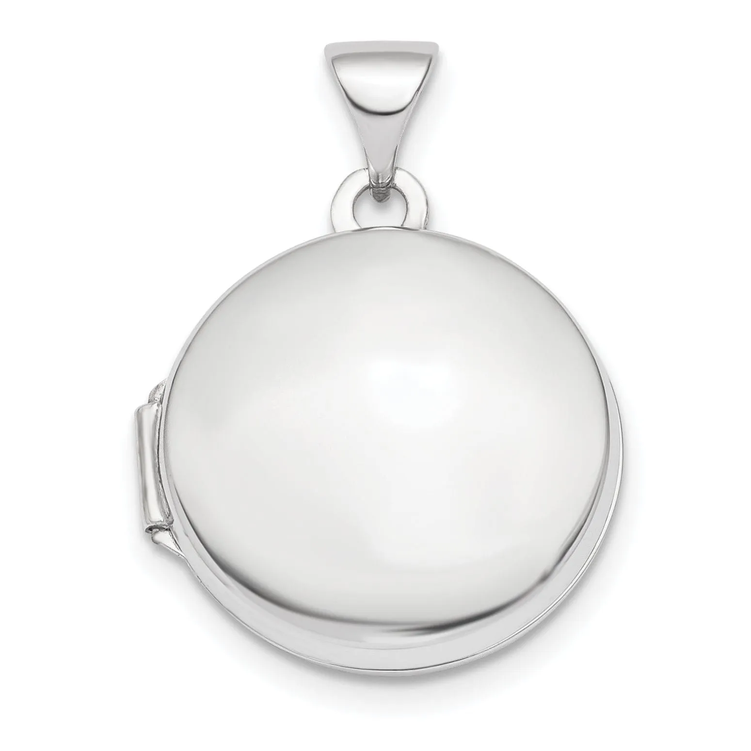 14k White Gold 3-D Domed 16 MM Round Locket
