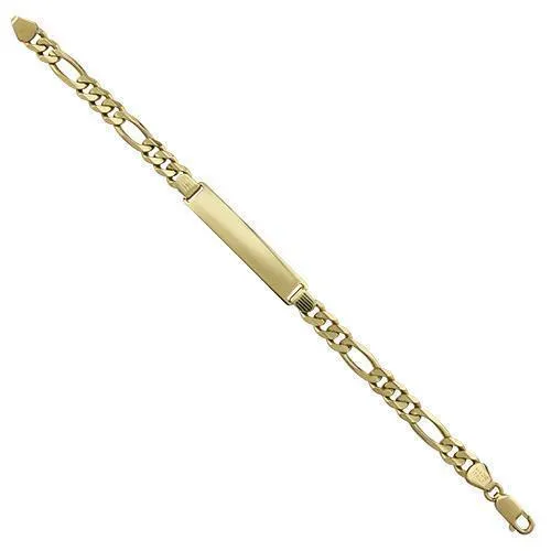 14K Yellow Solid Gold Mens ID Bracelet