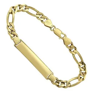 14K Yellow Solid Gold Mens ID Bracelet
