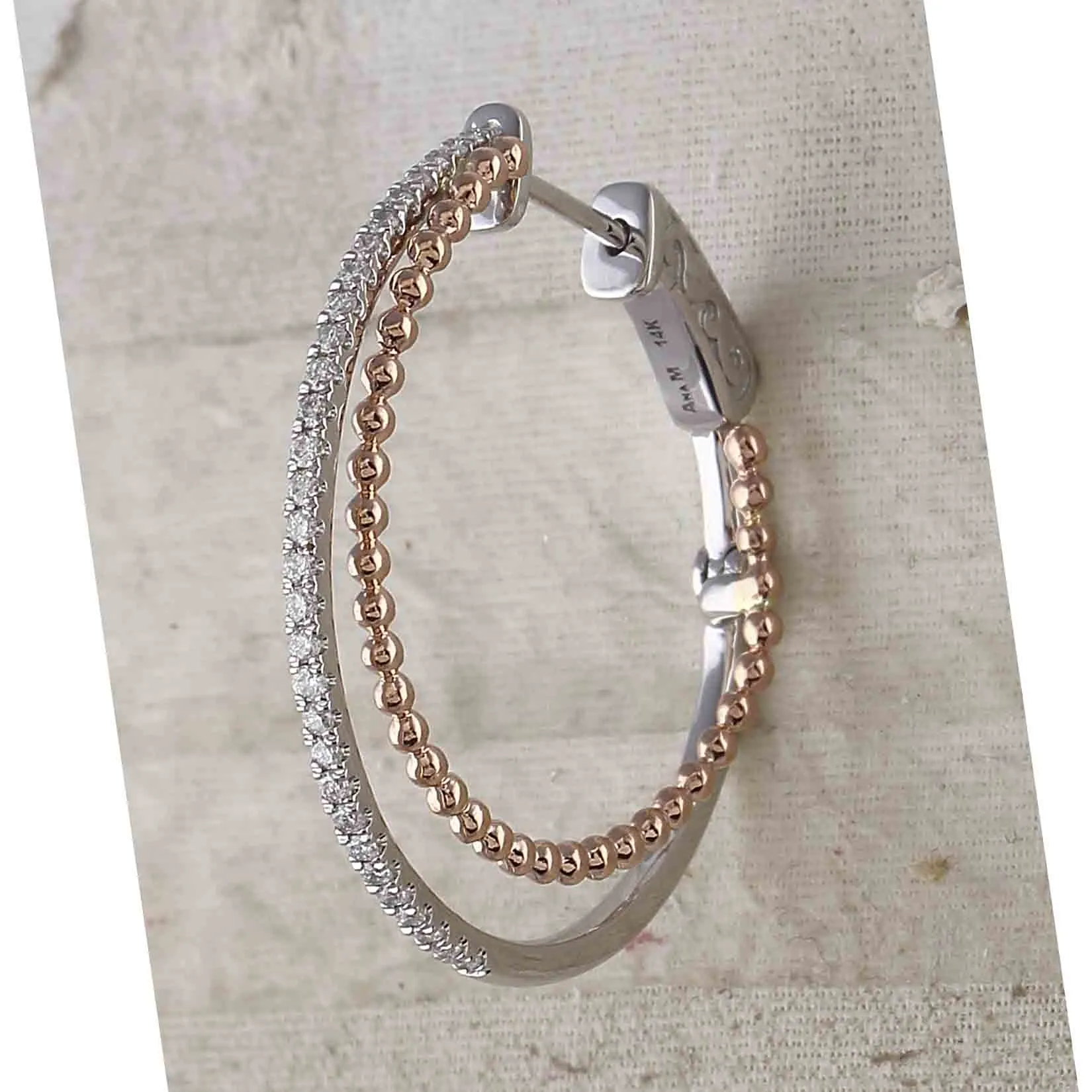 14kt Dual-Tone Gold Diamond Accent Hoop Earrings: A Timeless Statement of Elegance