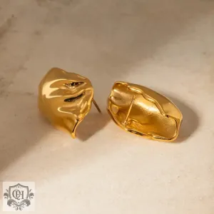 18k gold exquisite and noble irregular bag-shaped design versatile earrings