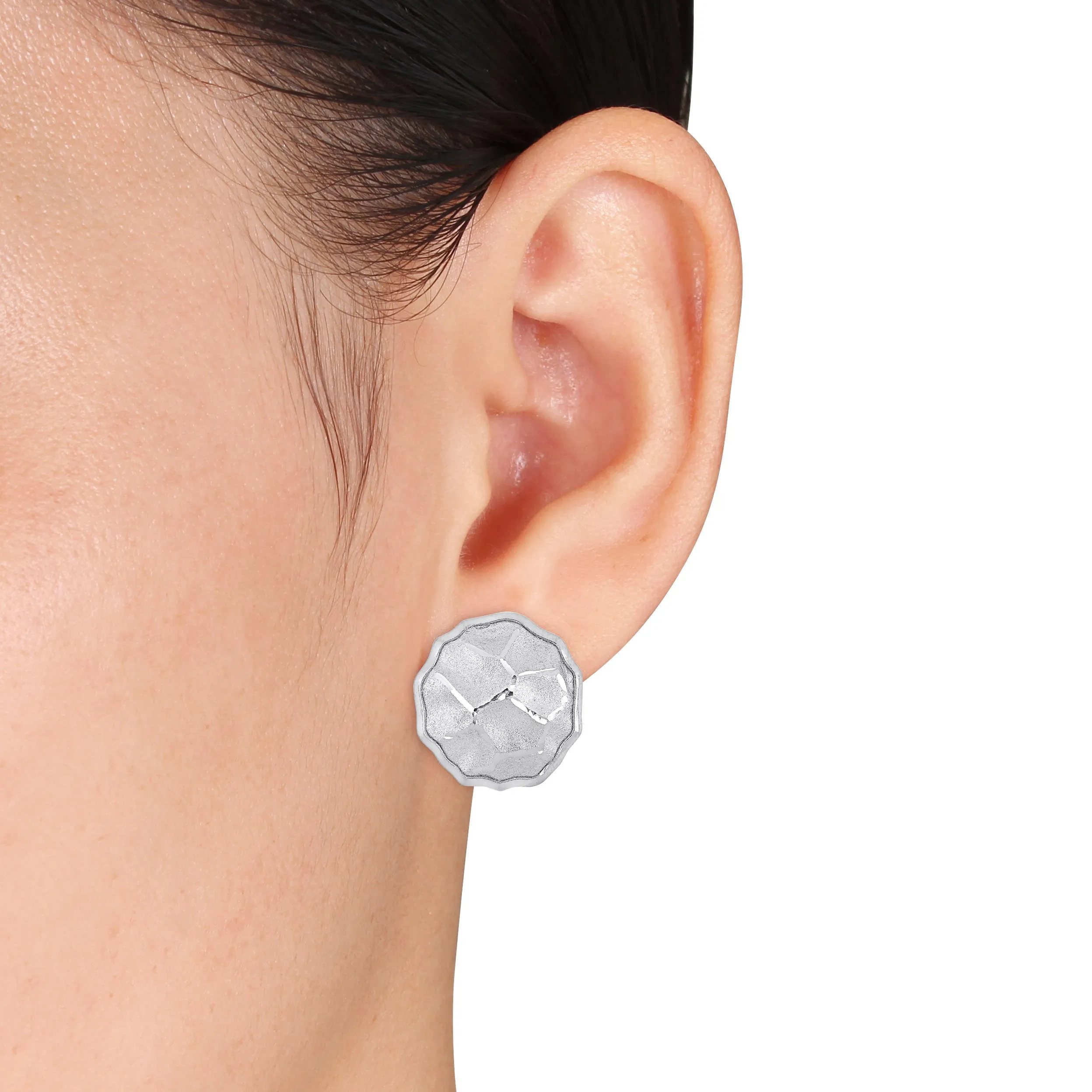 21 MM Hammered Disc Earrings in Sterling Silver