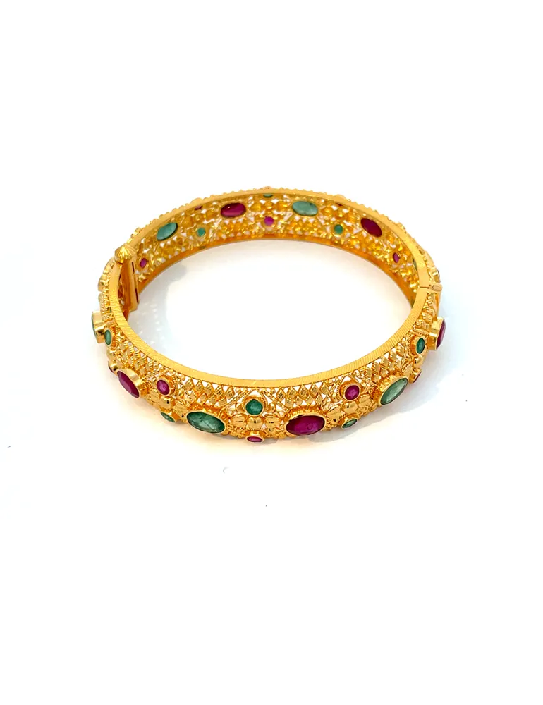 22 Kt Gold Ruby and Emarald Bangles - Set of 2