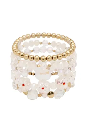 5 Row Mixed Glass Bracelet