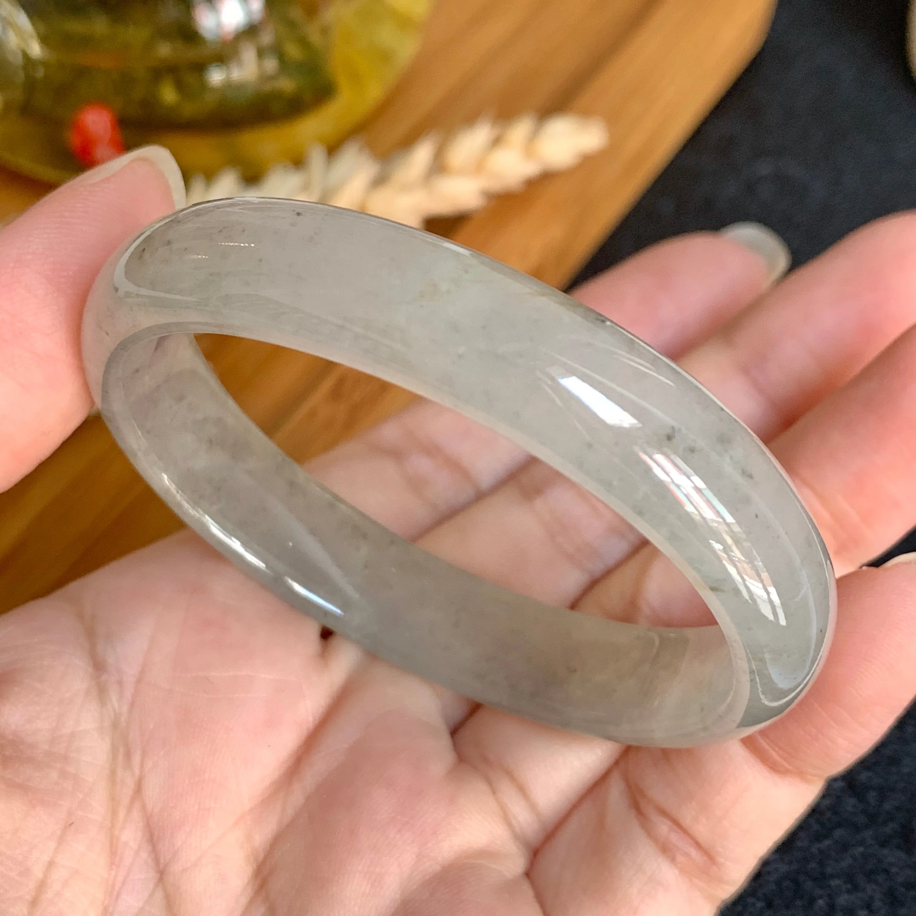 51.4mm A-Grade Jadeite Modern Oval Bangle No.151704