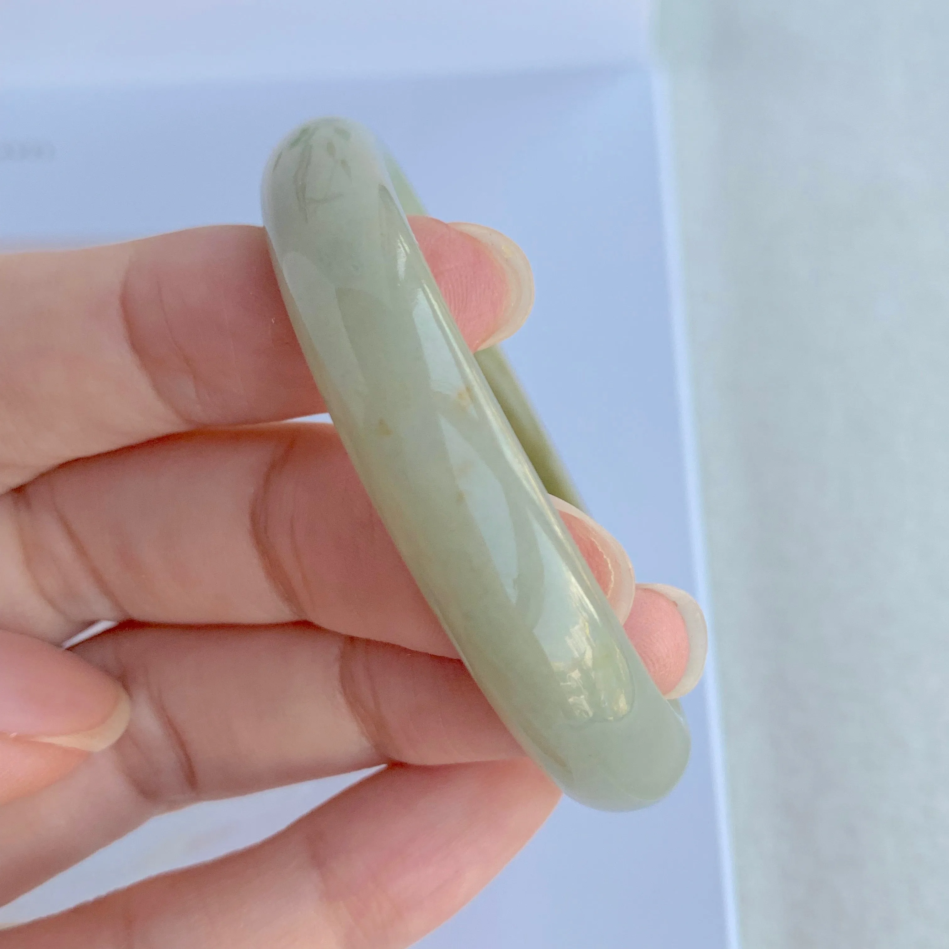 51.7mm A-Grade Jadeite Yellow And Green Modern Oval Bangle No.330001