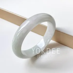 56mm A-Grade Natural Lavender Green Jadeite Modern Round Bangle No.151999