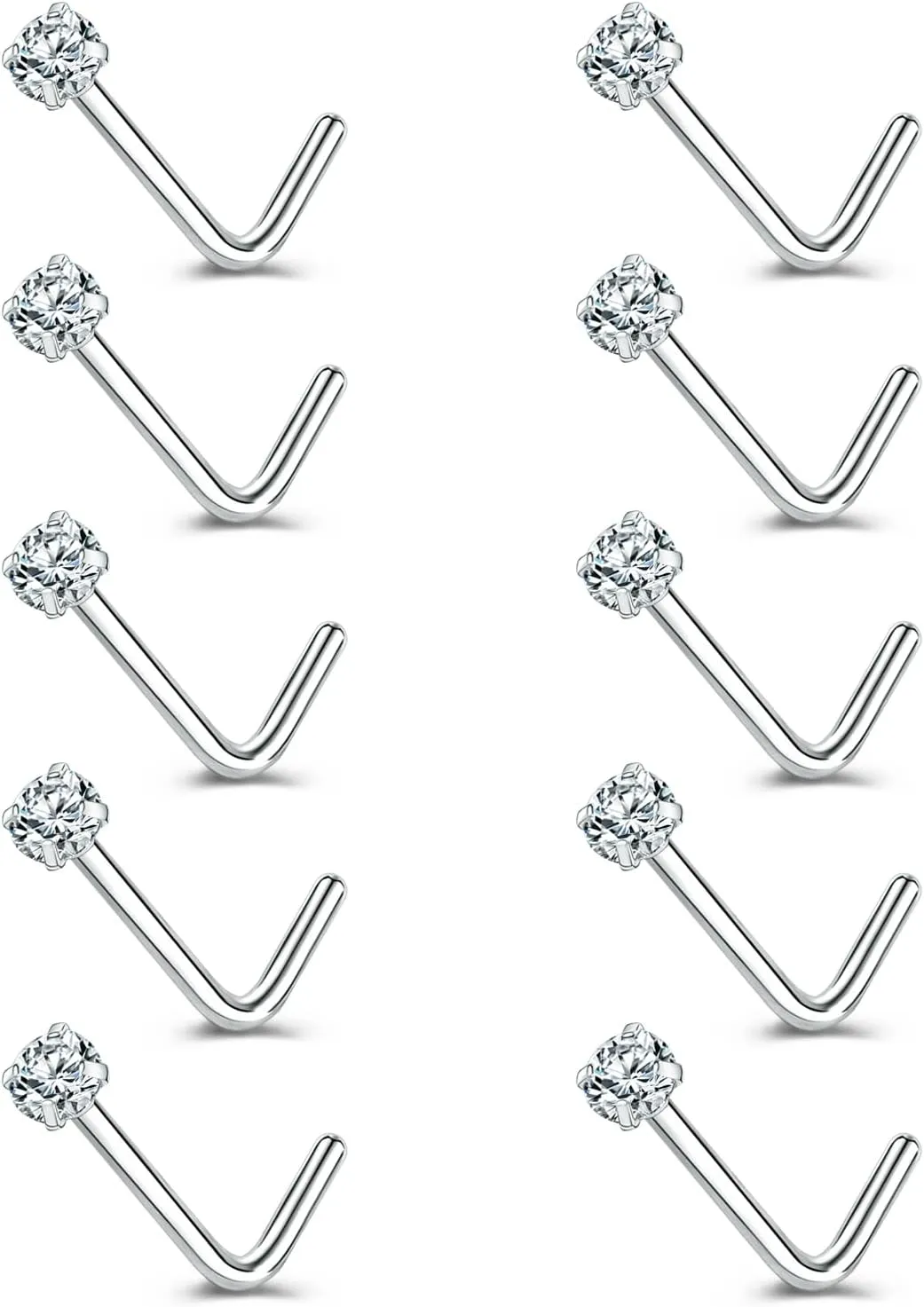 6-14PCS 20g Tiny Nose Stud Ring Piercing Surgical Steel Nose Bone/L Shaped/Nose Screws Rings Set