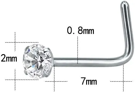 6-14PCS 20g Tiny Nose Stud Ring Piercing Surgical Steel Nose Bone/L Shaped/Nose Screws Rings Set