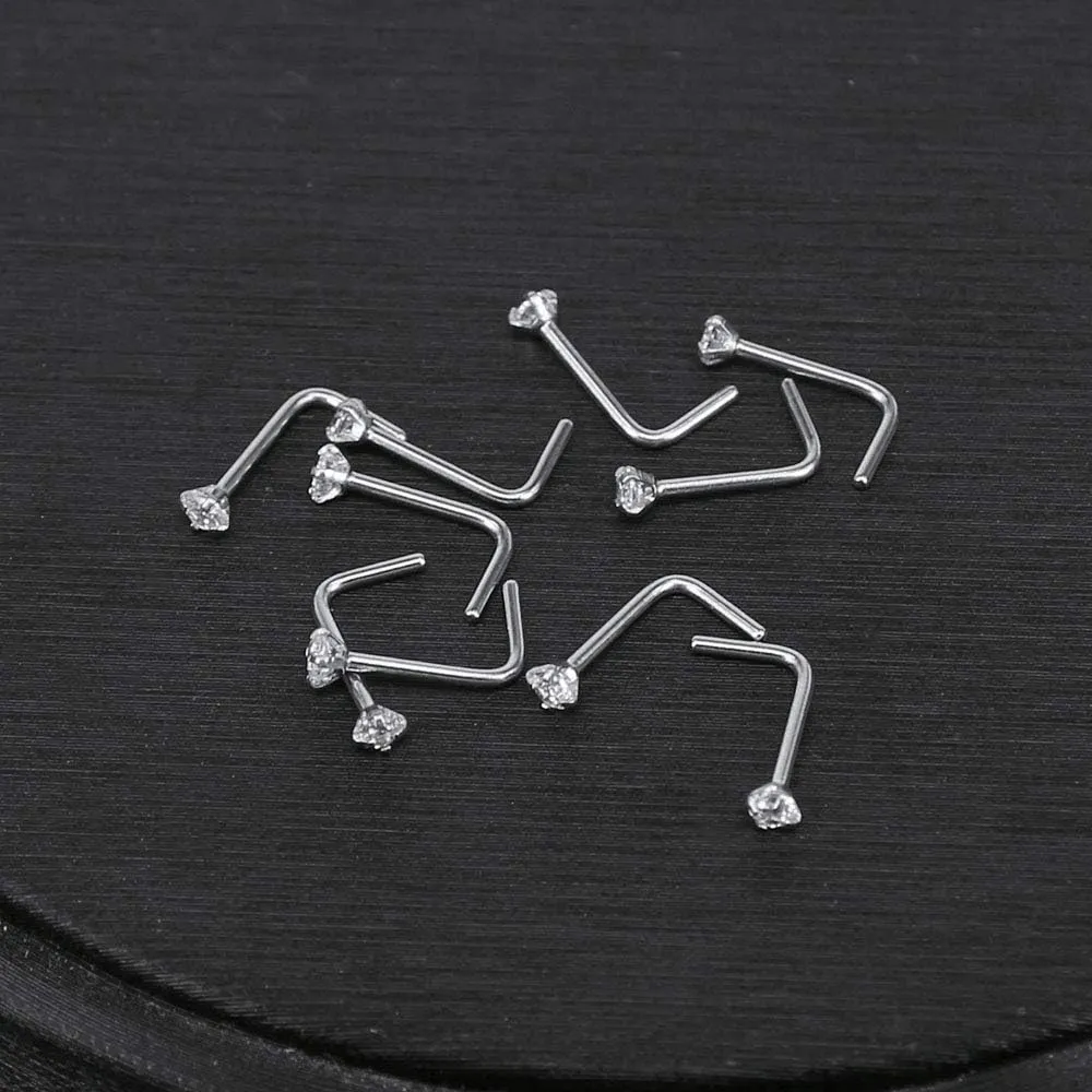 6-14PCS 20g Tiny Nose Stud Ring Piercing Surgical Steel Nose Bone/L Shaped/Nose Screws Rings Set