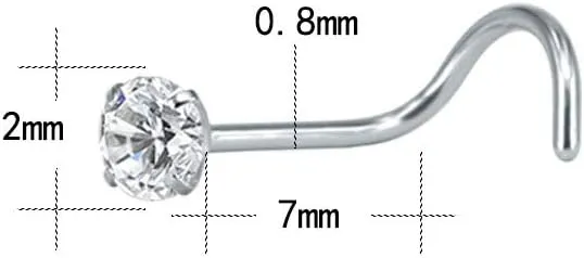 6-14PCS 20g Tiny Nose Stud Ring Piercing Surgical Steel Nose Bone/L Shaped/Nose Screws Rings Set