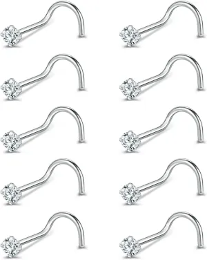 6-14PCS 20g Tiny Nose Stud Ring Piercing Surgical Steel Nose Bone/L Shaped/Nose Screws Rings Set