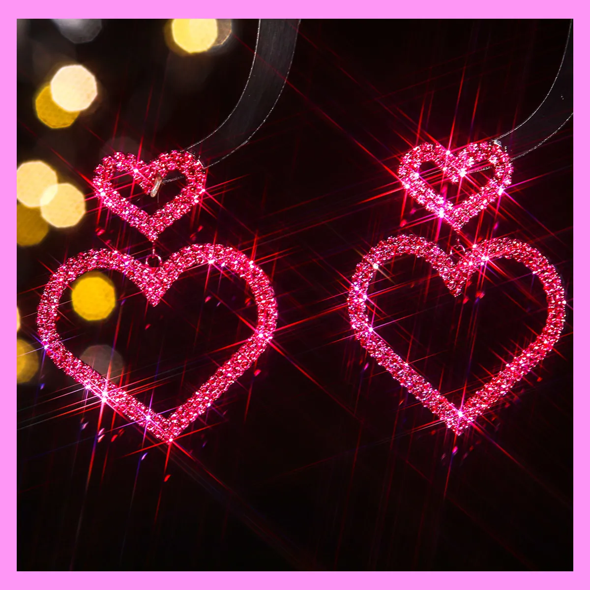 【6-59】Shining Heart Earrings for female fashion daily engagement wedding anniversary birthday present