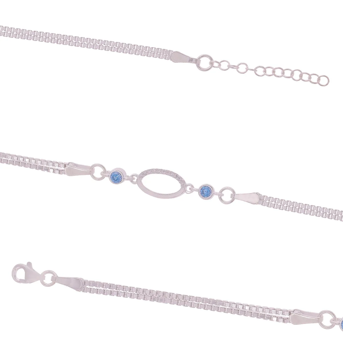 925 Elite Icy Blue Oval Silver Bracelet
