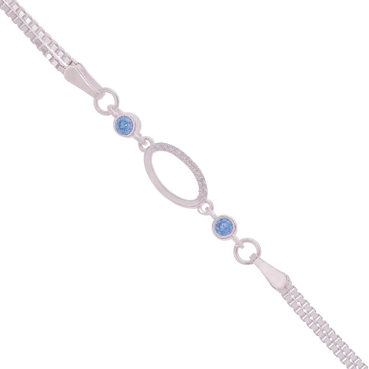 925 Elite Icy Blue Oval Silver Bracelet