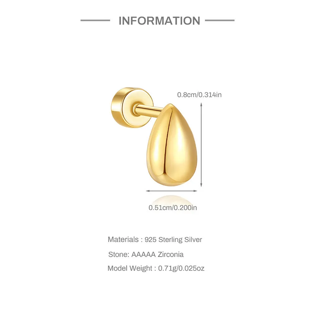 925 Silver Large Teardrop Flat Back Earrings