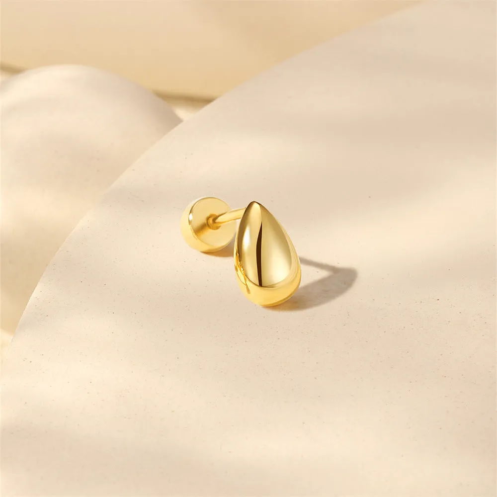 925 Silver Large Teardrop Flat Back Earrings