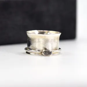 925 Silver ring with CZ crystal spinning band