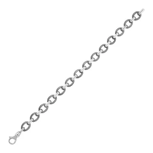 925 Sterling Silver Rhodium Ritzy Rollo Mens Bracelet