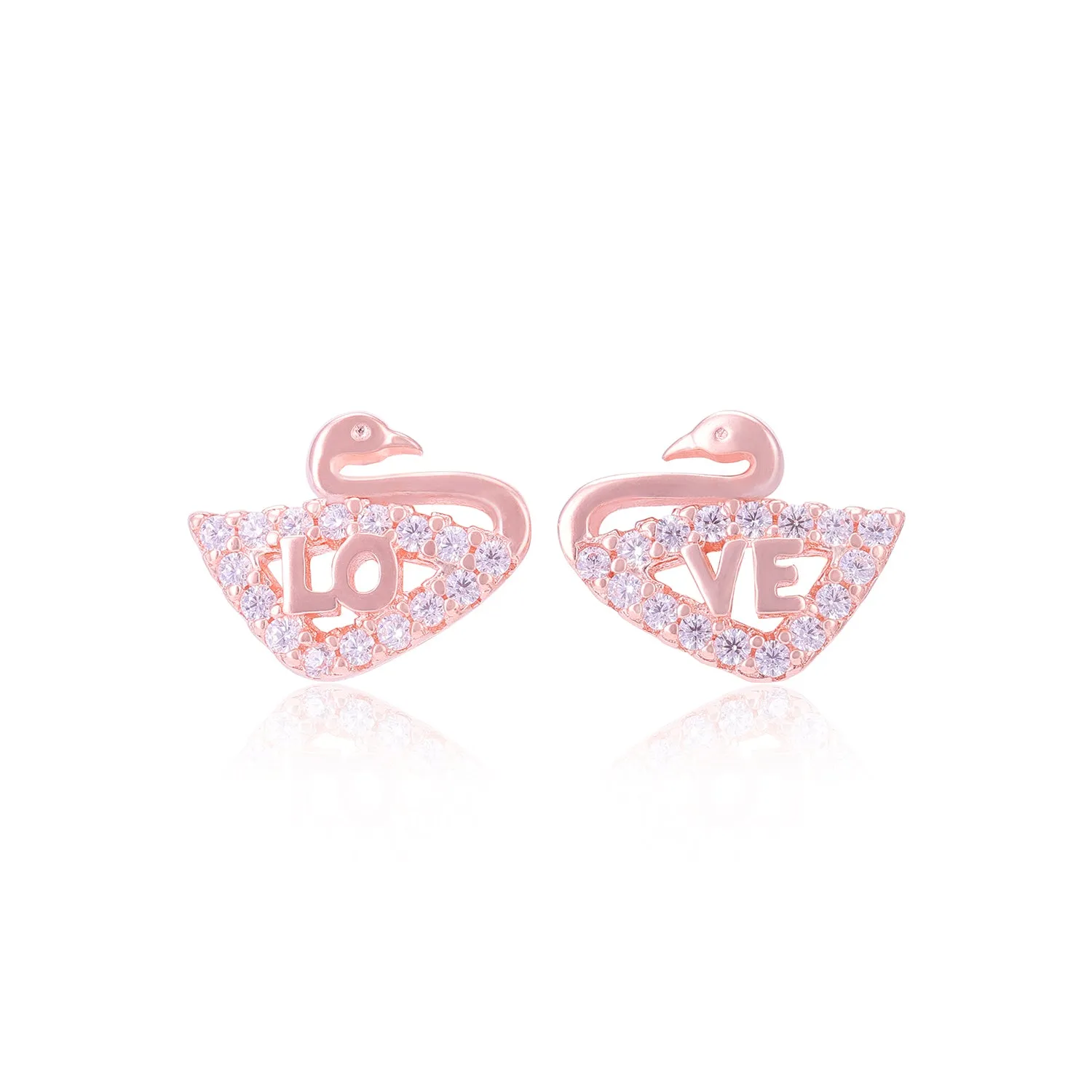 925 Sterling Silver Stoned Swan Earrings For Women