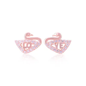 925 Sterling Silver Stoned Swan Earrings For Women