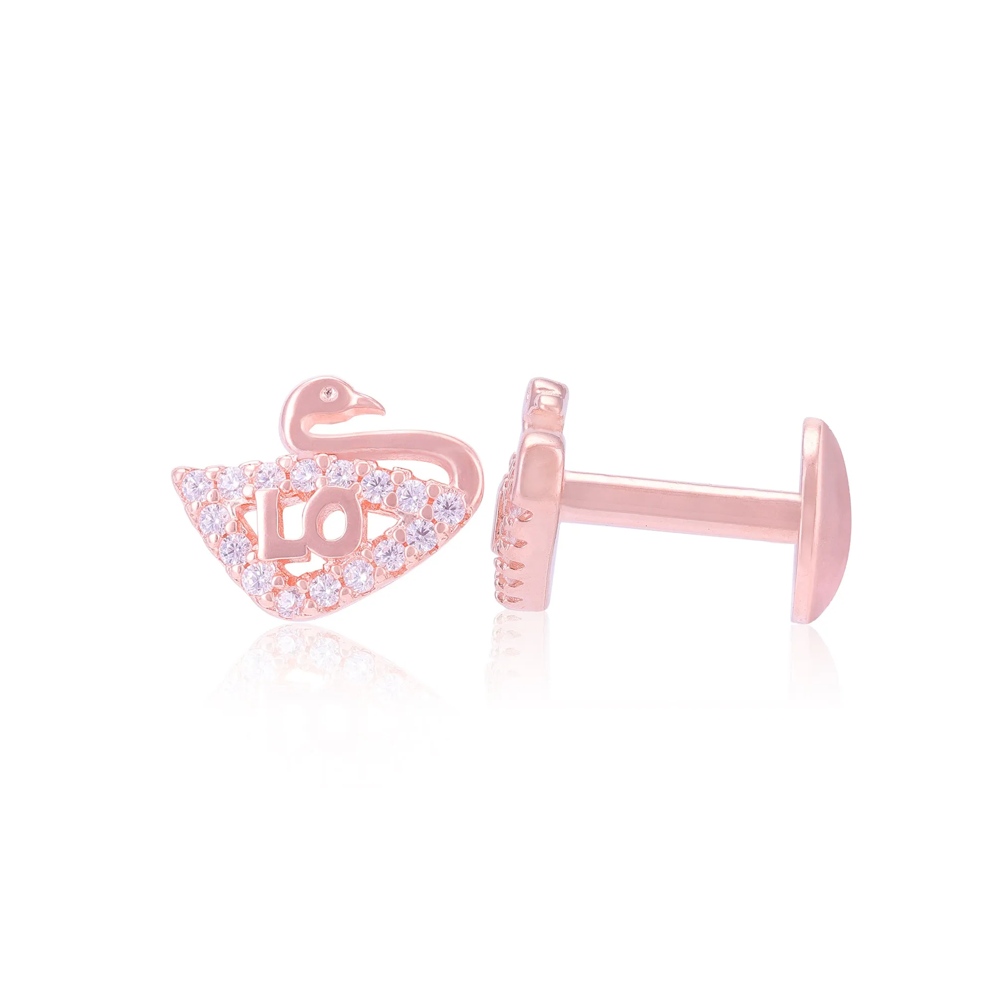 925 Sterling Silver Stoned Swan Earrings For Women