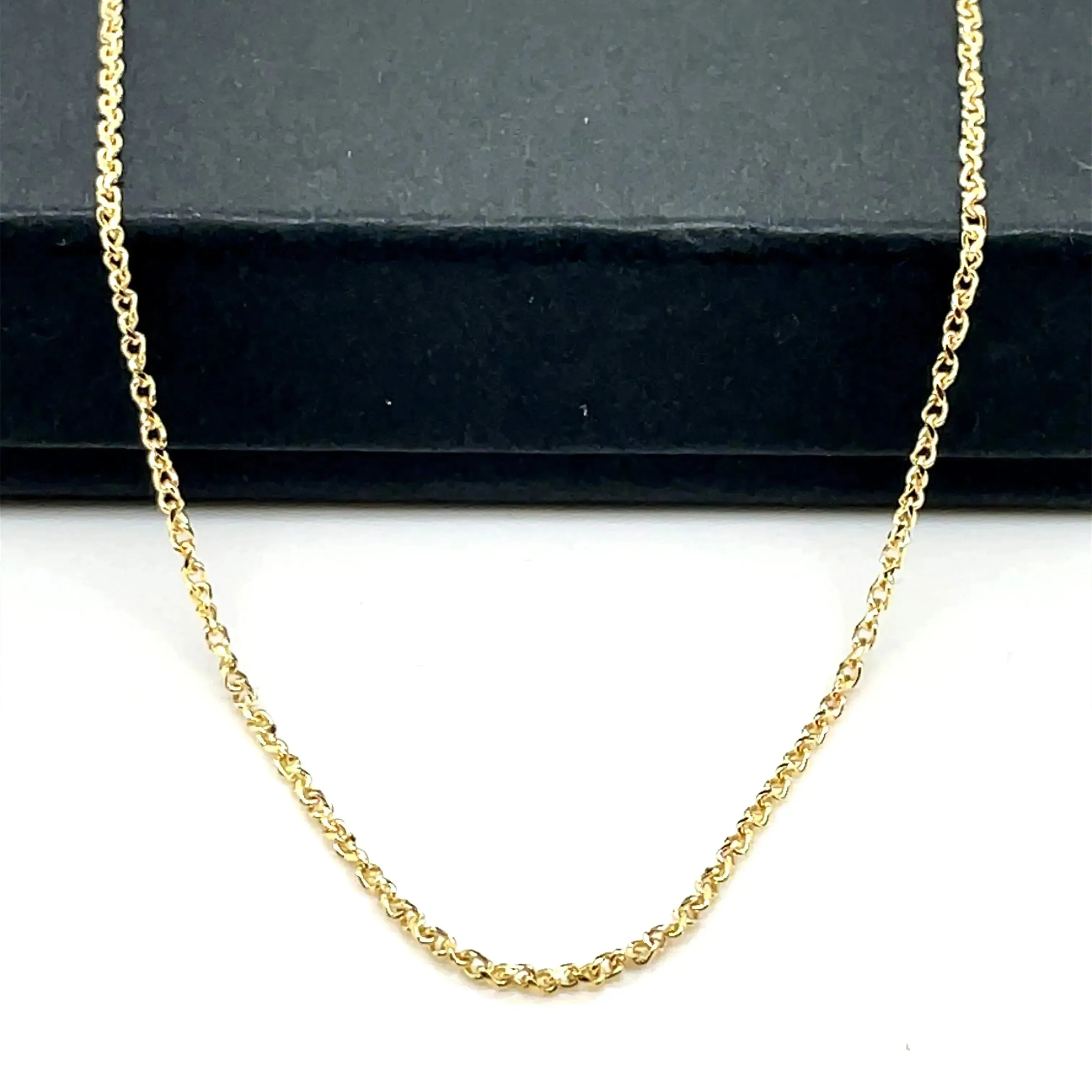 9ct Gold Single Link Diamond Cut Wheat Chain - 1mm | Shop Online Sarraf Jewellers UK