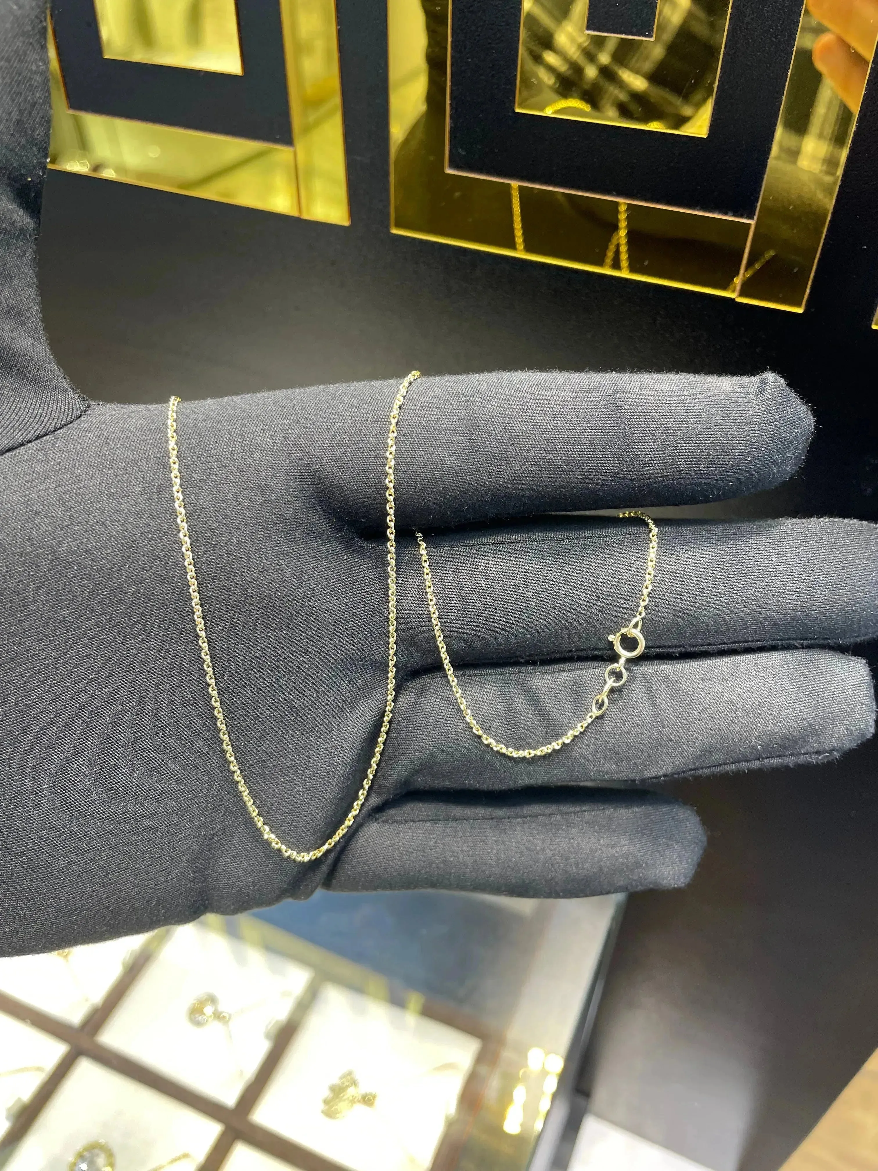 9ct Gold Single Link Diamond Cut Wheat Chain - 1mm | Shop Online Sarraf Jewellers UK
