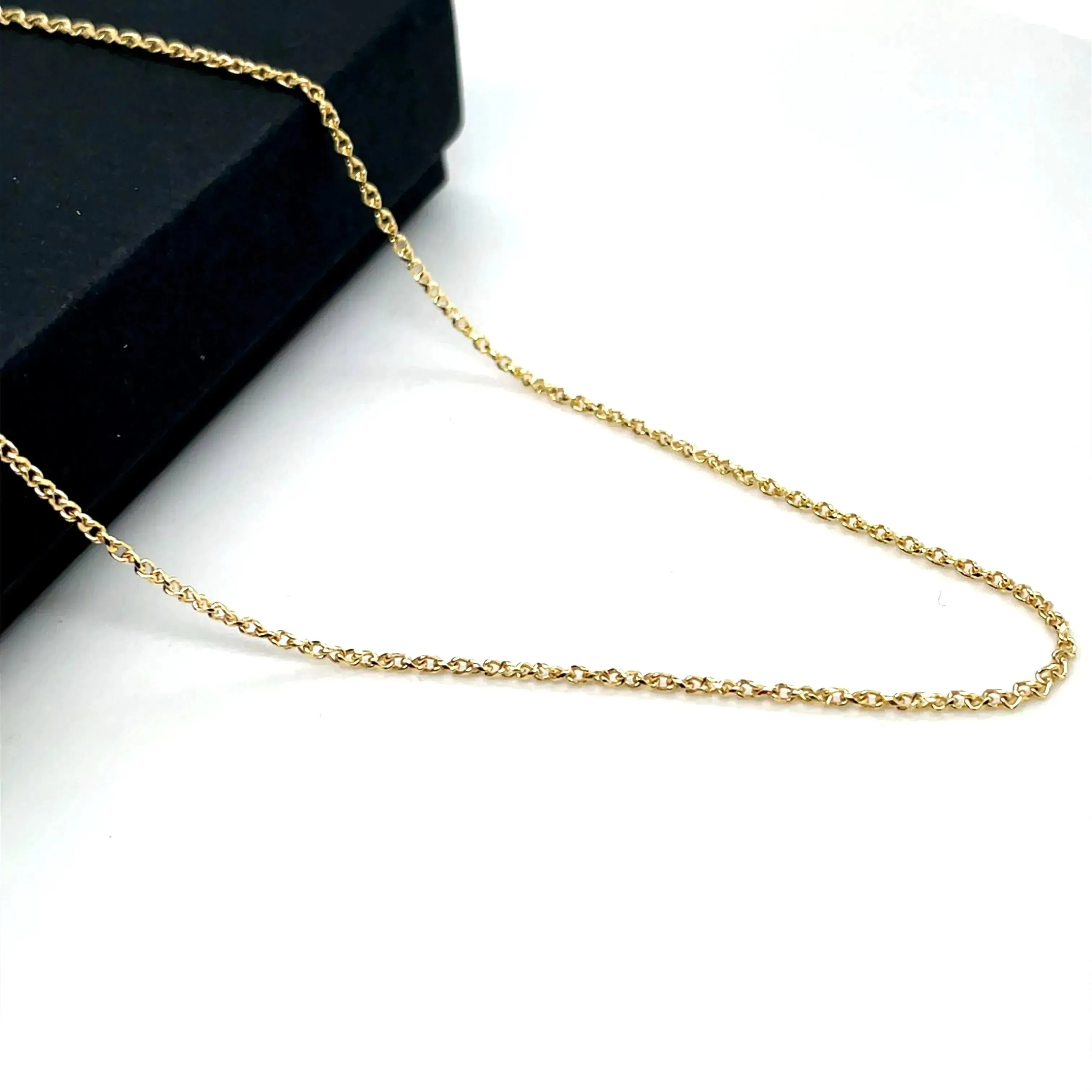 9ct Gold Single Link Diamond Cut Wheat Chain - 1mm | Shop Online Sarraf Jewellers UK