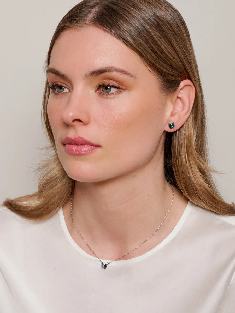 Abalone Butterfly Studs Silver