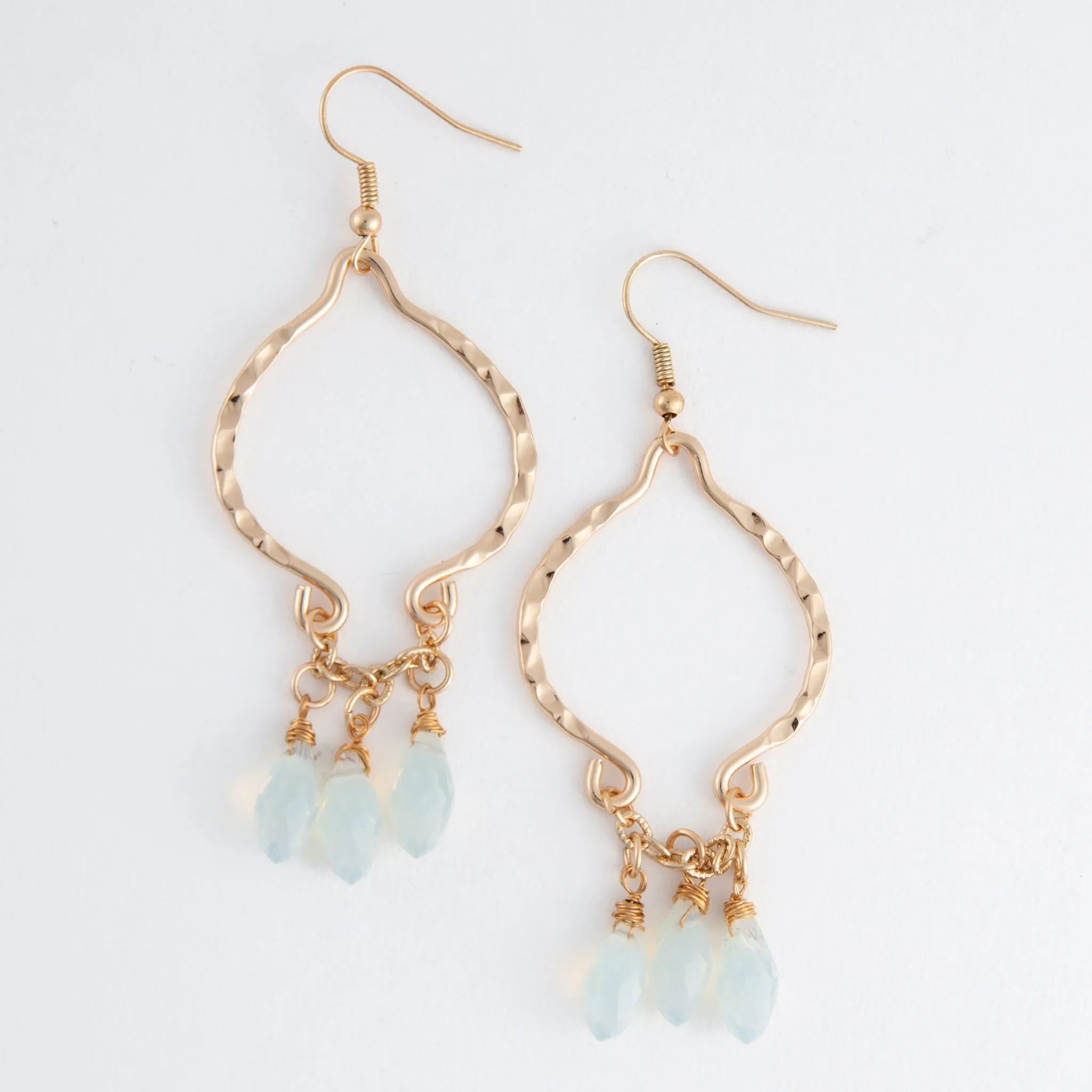 Acadia Iridescent Mint Glass Gold Chandelier Earrings