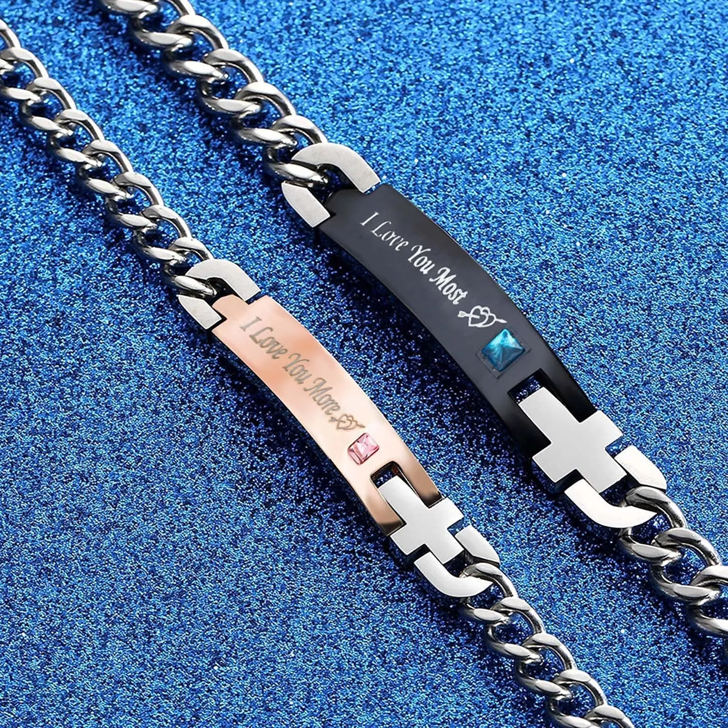 Adjustable Personalized Custom Bracelets Gift for Couple Gifts 2pcs Women Men Lover form His and Hers Forever Friend Matching Set Anniversary Promise Gifts