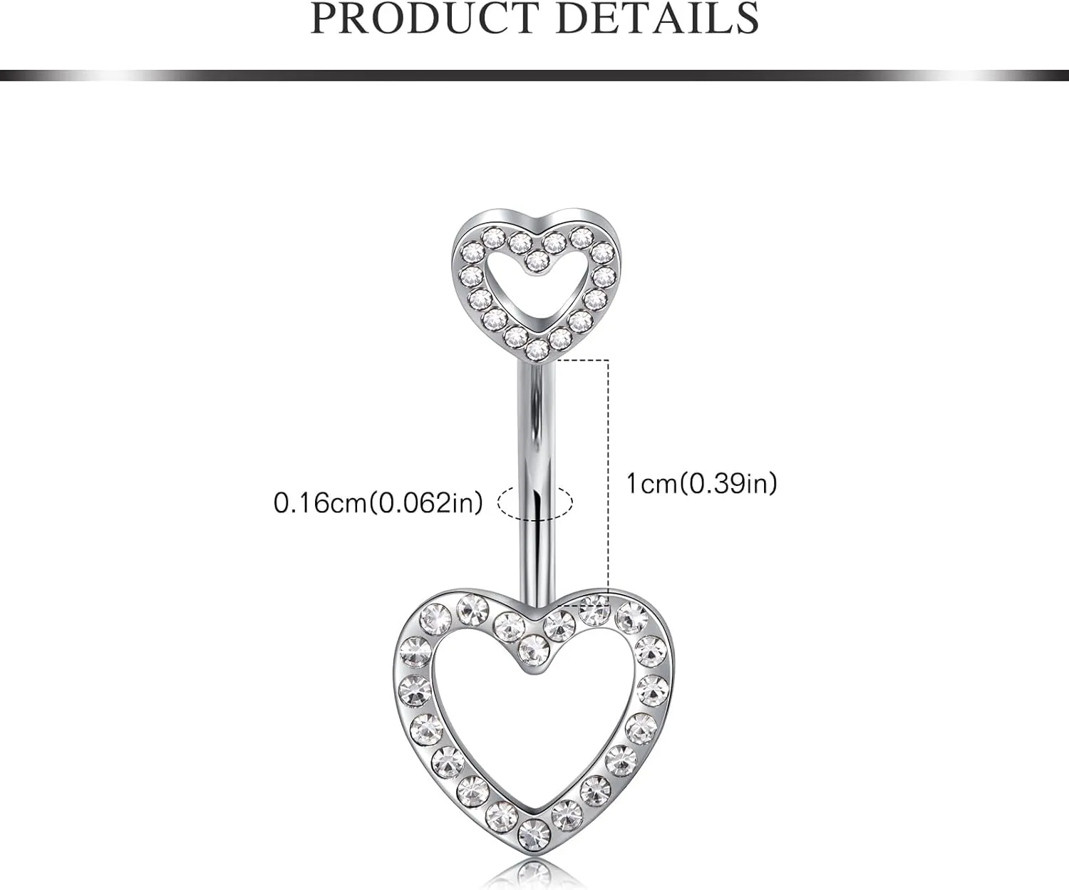 AVYRING 14G Stainless Steel Belly Button Rings for Women Belly Button Ring Hoop Clicker Opal Pink Heart CZ Silver Gold Navel Piercing Jewelry
