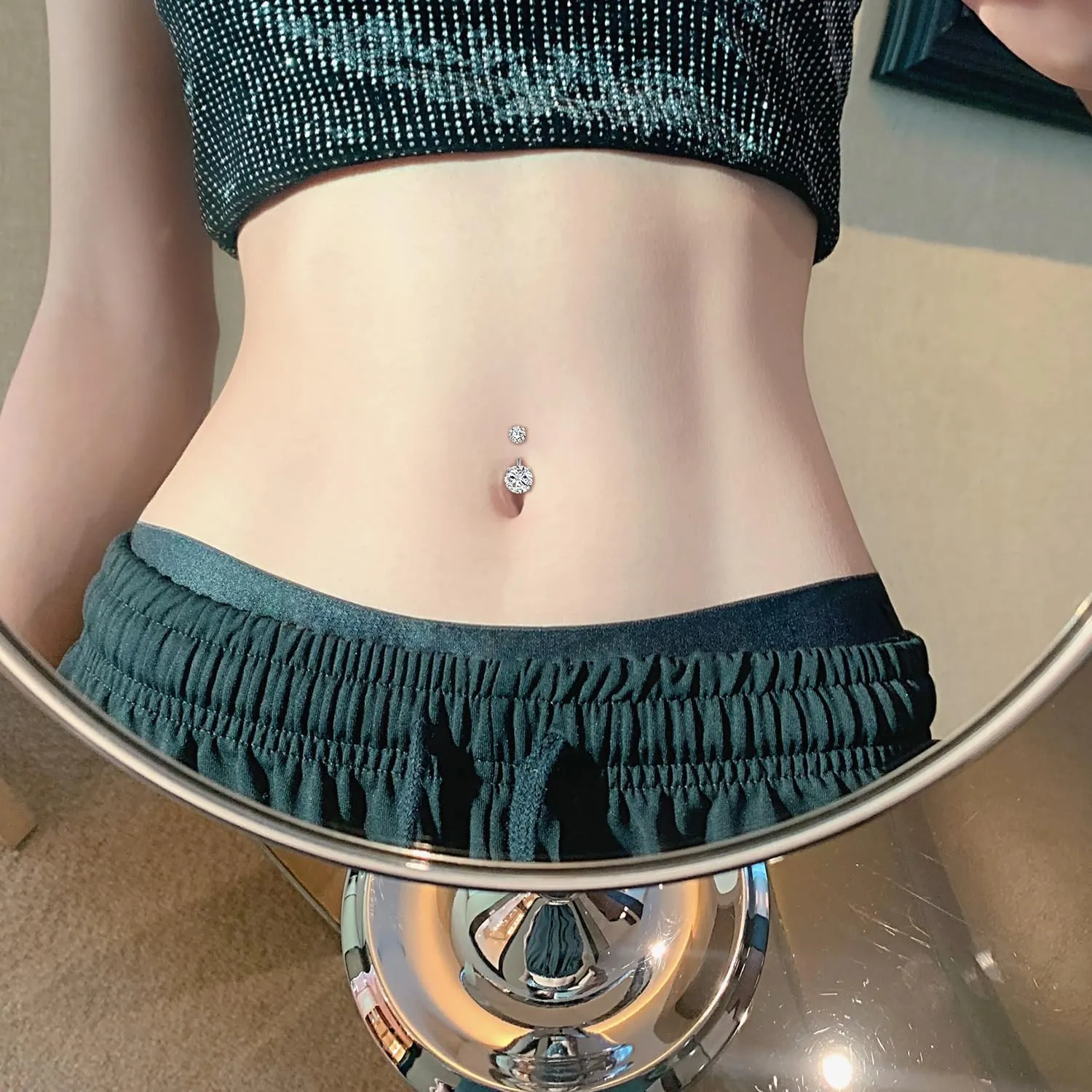 AVYRING 14G Stainless Steel Belly Button Rings for Women Belly Button Ring Hoop Clicker Opal Pink Heart CZ Silver Gold Navel Piercing Jewelry