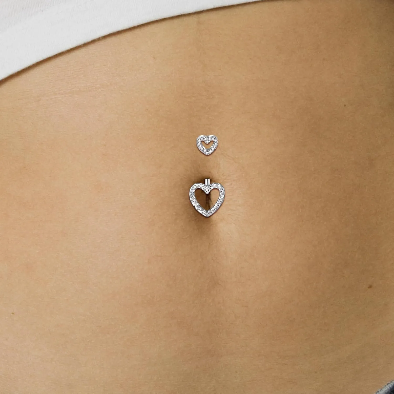 AVYRING 14G Stainless Steel Belly Button Rings for Women Belly Button Ring Hoop Clicker Opal Pink Heart CZ Silver Gold Navel Piercing Jewelry
