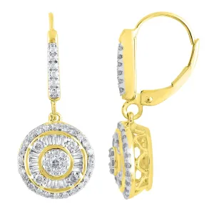 Baguette Drop Earrings with 0.70ct of Diamonds in 9ct Yellow Gold