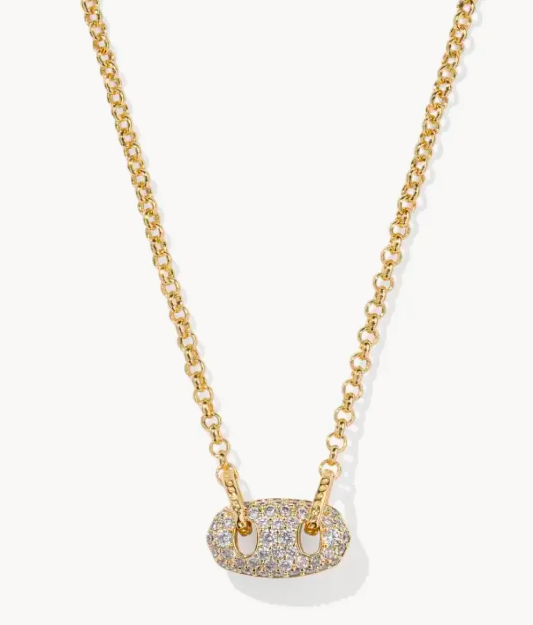 Bailey Gold Pave Short Pendant Necklace in White Crystal
