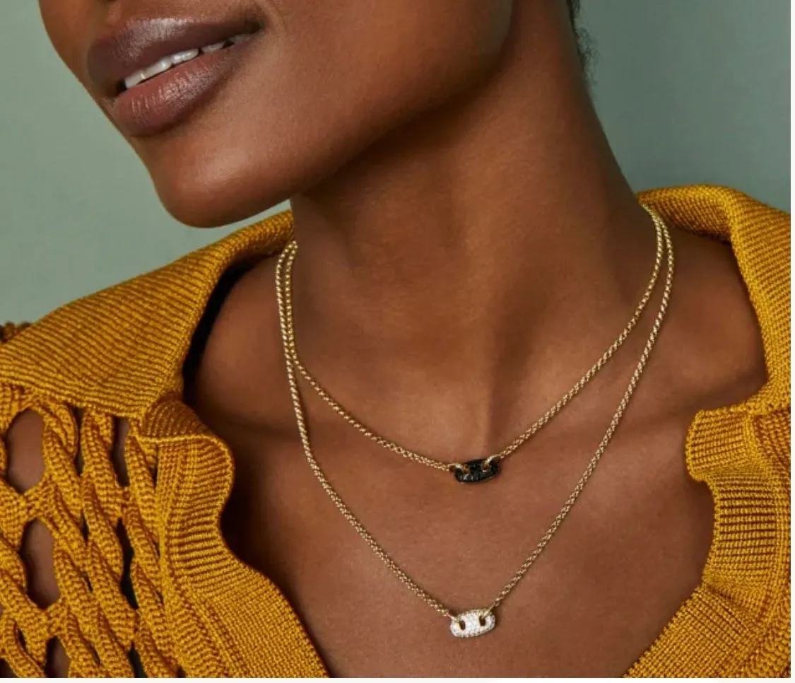 Bailey Gold Pave Short Pendant Necklace in White Crystal
